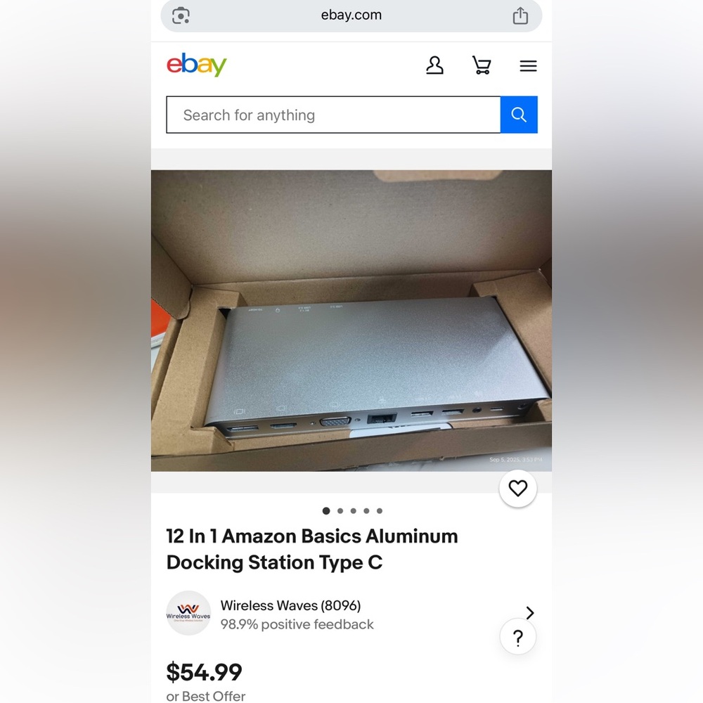 Amazon Basics Aluminum Docking Station Type C - Silver